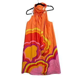 Trina Turk NEW Womens Becoming Georgette Dress In Tangerine Dream 70s Floral XS